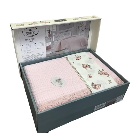 

Комплект летнего постельного белья Do & Co Dantelli евро розовый (ts-02724)