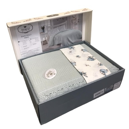 

Комплект летнего постельного белья Do & Co Dantelli евро бирюзовый (ts-02725)