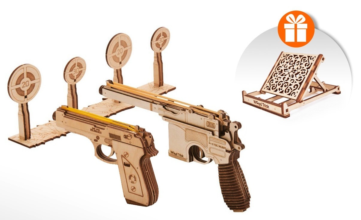 

Деревянный конструктор "Набор пистолетов" Wood Trick + "Подставка для гаджетов" в подарок