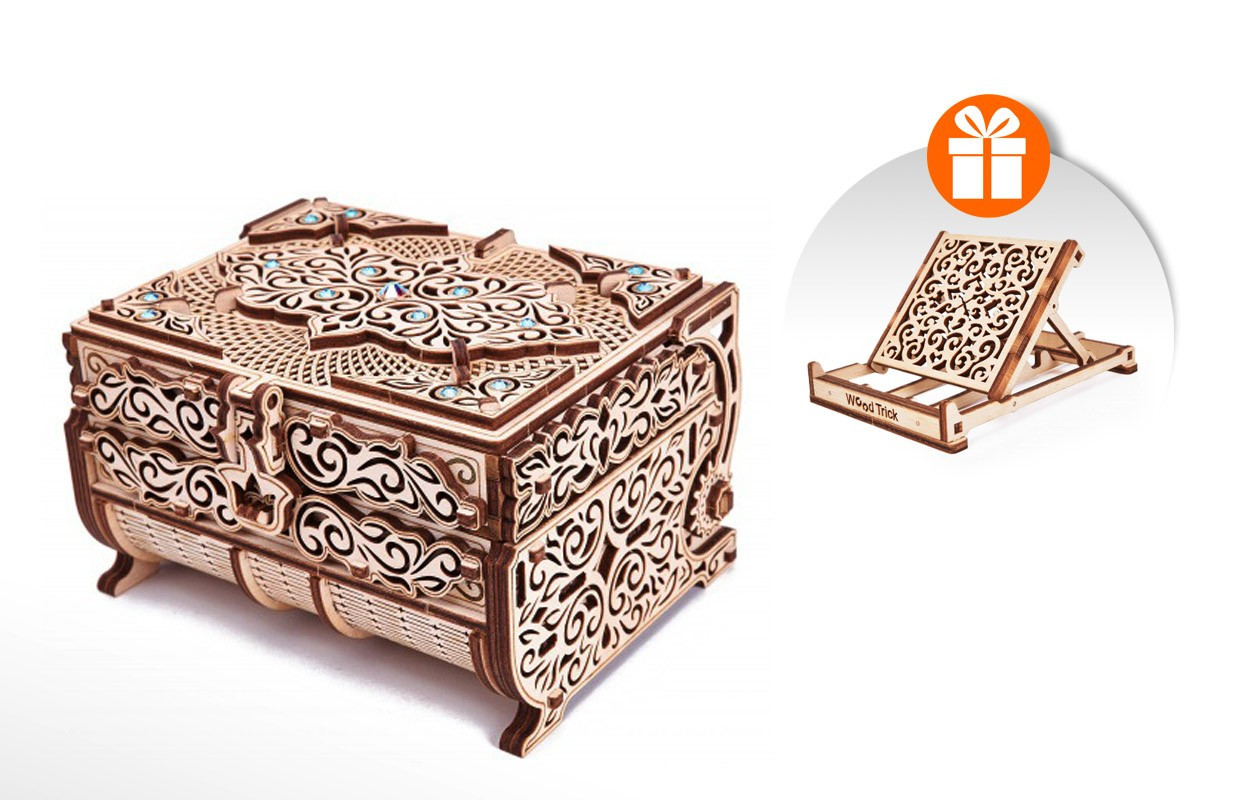 

Шкатулка, декорированная кристаллами "Swarovski" Wood Trick + "Подставка для гаджетов" в подарок