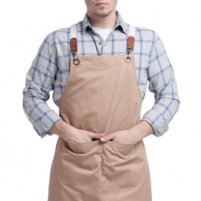 

Базовый фартук Gifty Бежевый с кожаными вставками