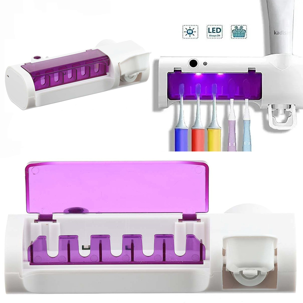 

Держатель диспенсер для зубной пасты и щеток BRUSH STERILIZER УФ стерилизатор Фиолетовый