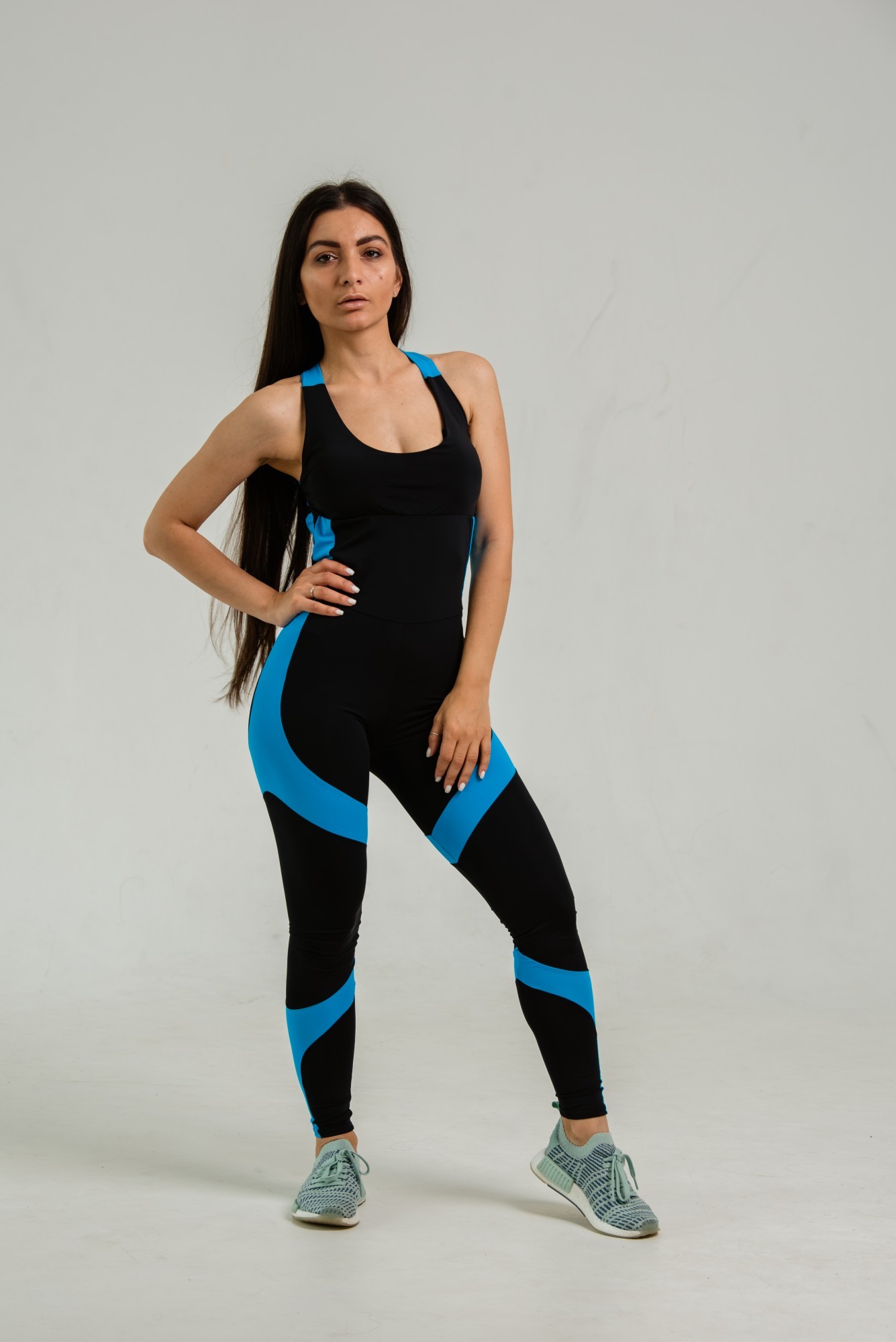 

Комбинезон FitU открытый спортивный женский Space blue  черный с голубым, Комбинезон FitU открытый спортивный женский Space blue S черный с голубым