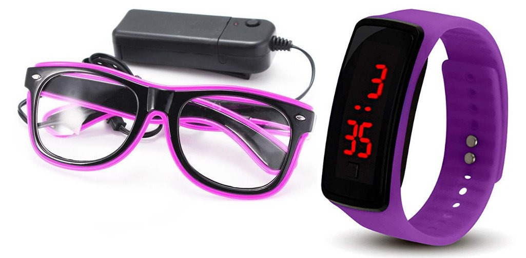 

Очки NEON прозрачные El Neon purple + часы