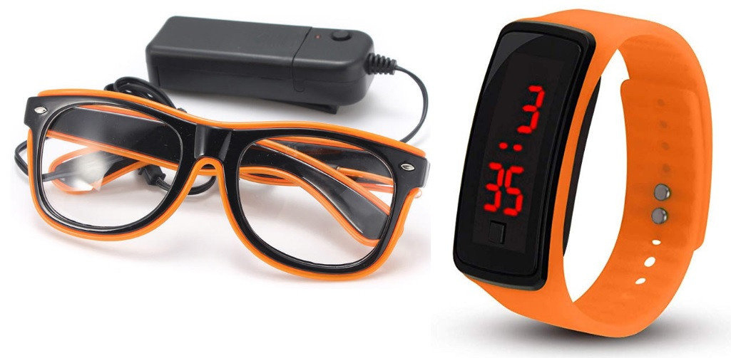 

Очки NEON прозрачные El Neon orange + часы