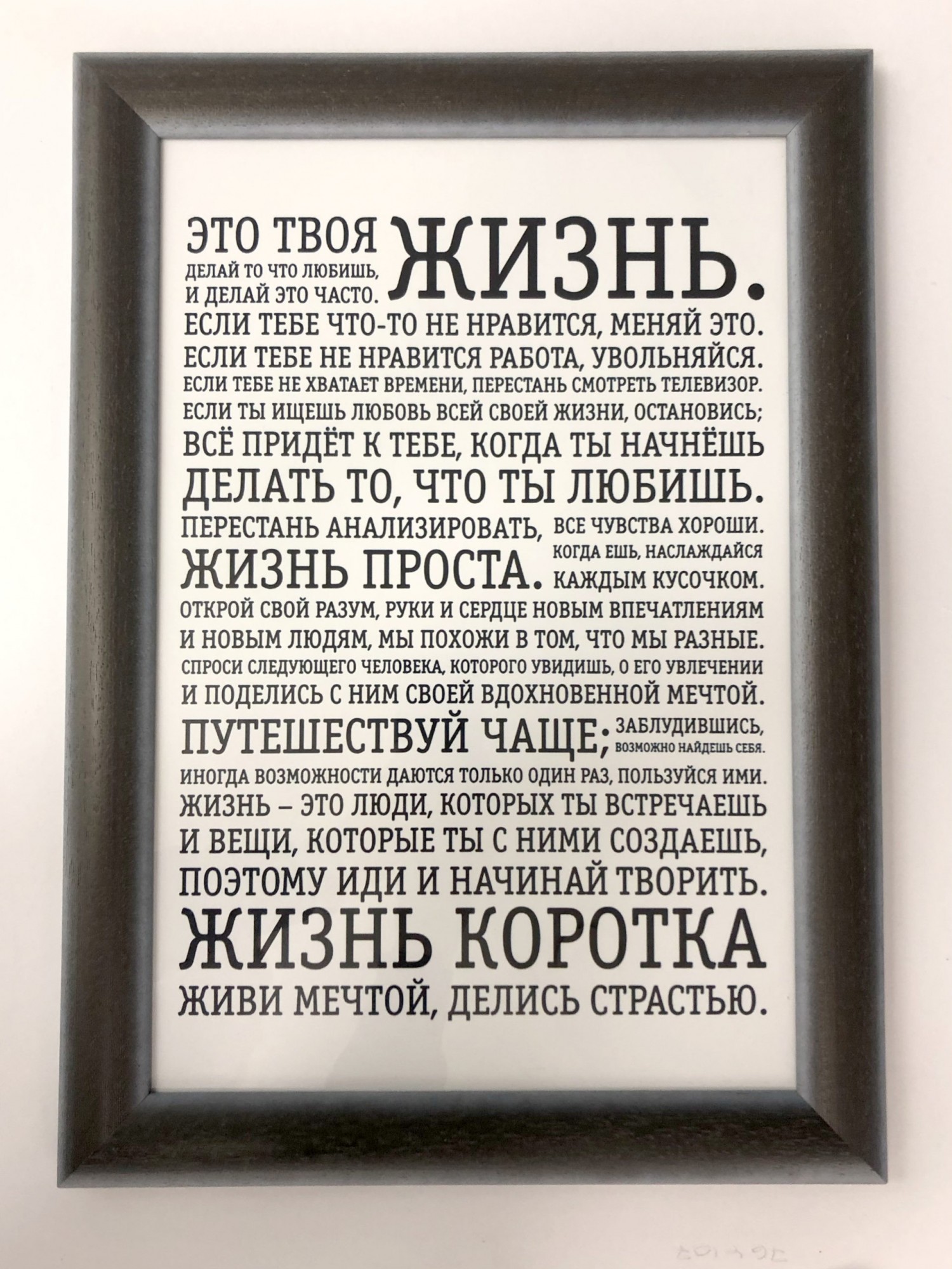 

Постер «Это твоя жизнь» в раме 33х46см Frames Posters Decor