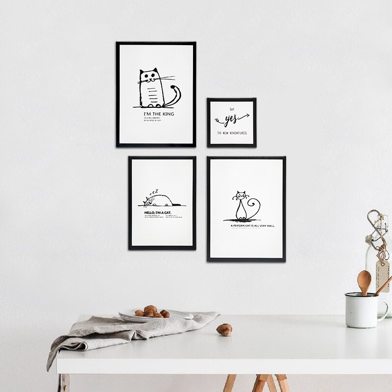 

Комплект из 4-х постеров "SAY YES to new adventures","I'm THE KING", "HELLO I'm A CAT", "PERSIAN CAT" холст на подрамнике FRAMES.POSTERS.DECOR