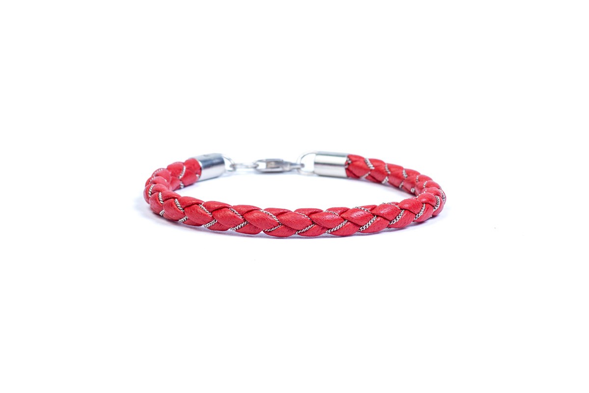 

Браслет из кожи и серебра Band Silver Red 20 Красный