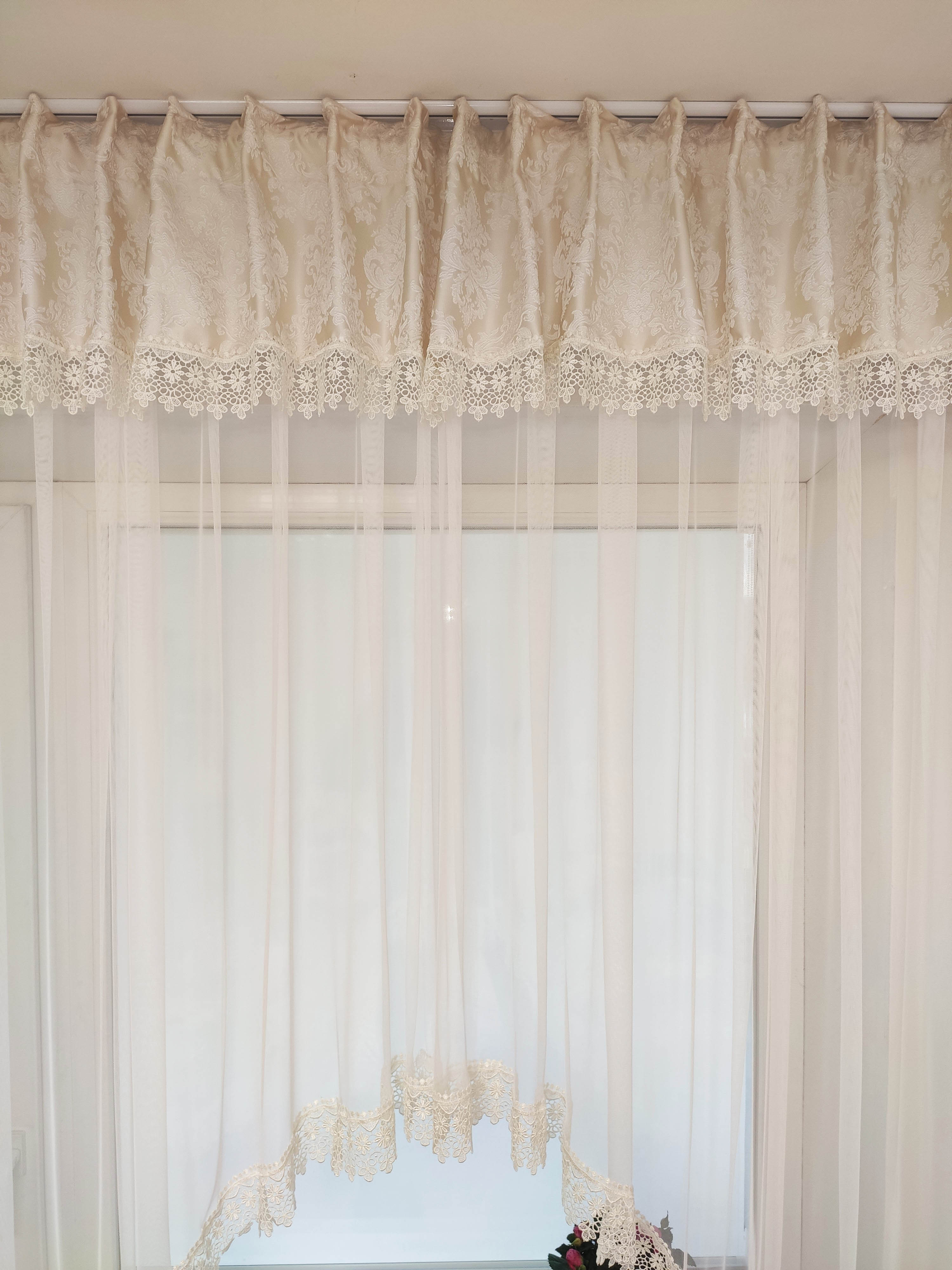 

Тюль на кухню Декорин Арка Жозефина с Ламбрекеном 500х200 см Молочный