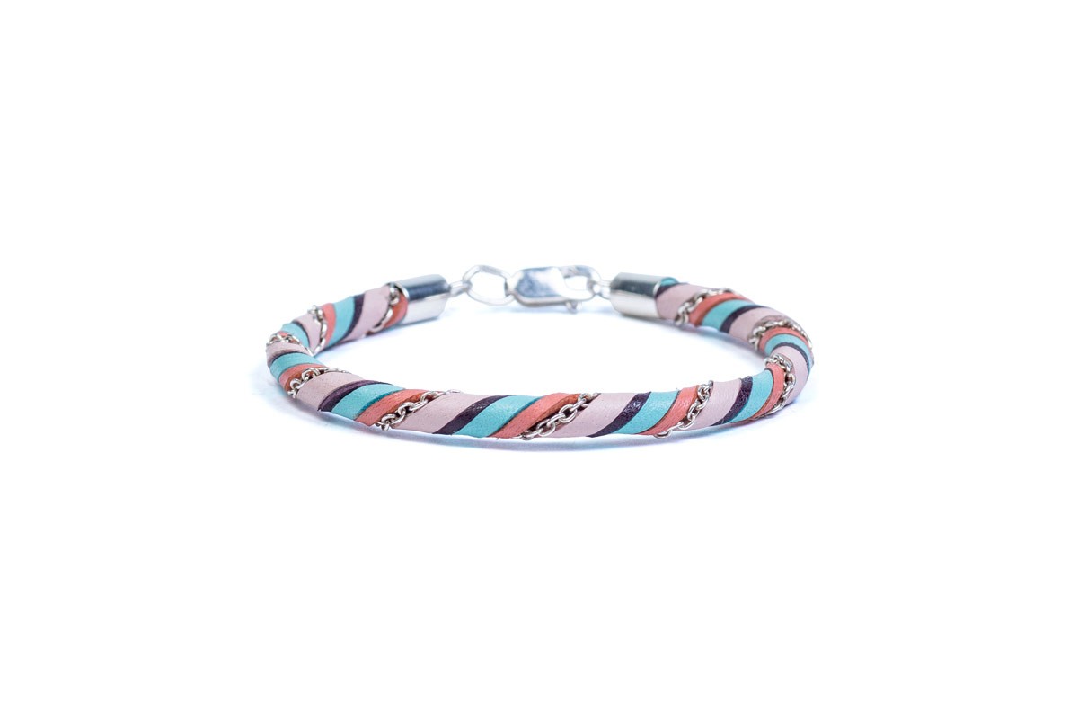 

Браслет из кожи и серебра Band Silver Candy 18 Розовый