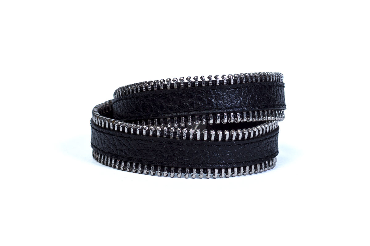 

Женский кожаный браслет Band Zipper Black 17 Черный