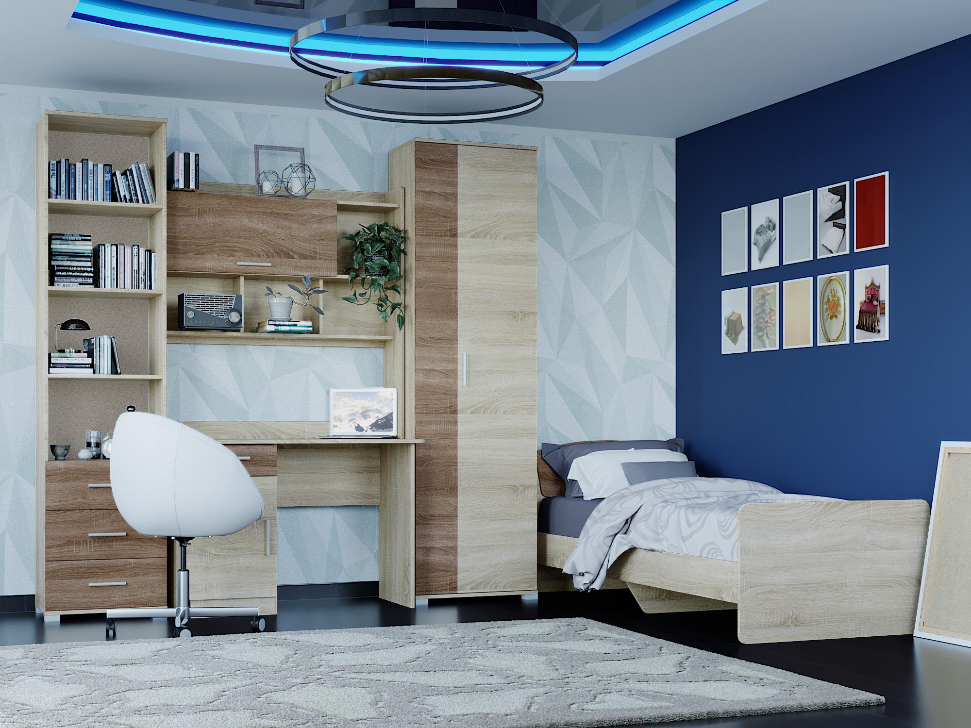 

Спальня Детская Бриз Комплект 7 Omni Дом Комби Сонома + Трюфель