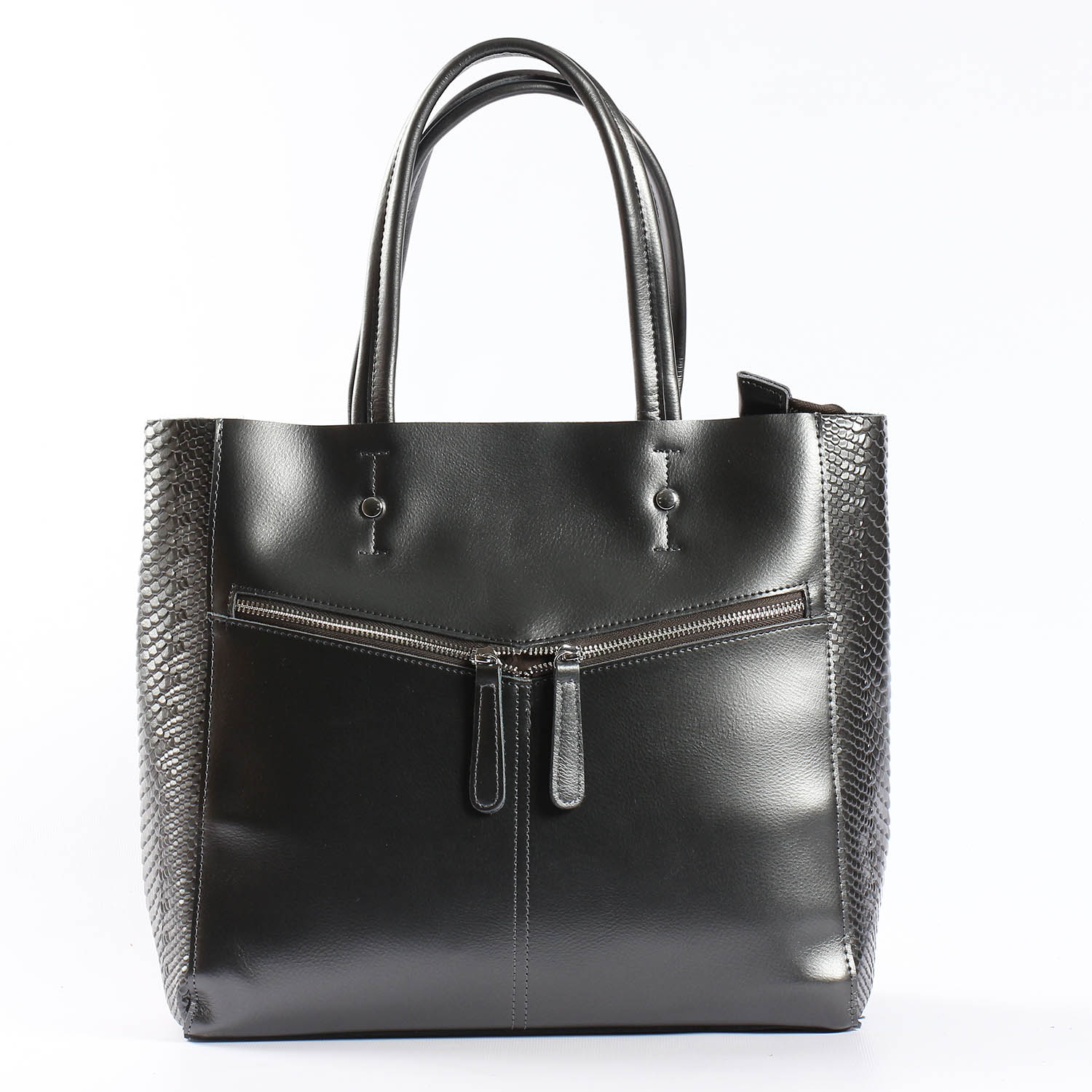 

Женская кожаная сумка с тиснением Vishnya "Иветта Dark Gray"