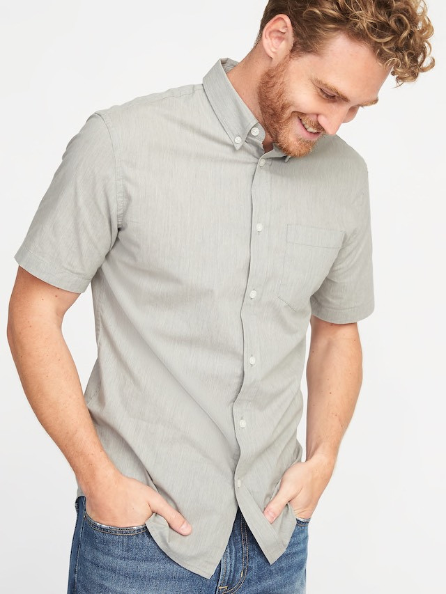 

Серая мужская рубашка с коротким рукавом Old Navy