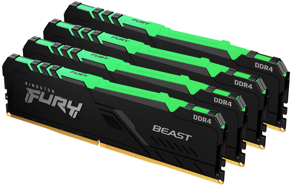 

Оперативная память Kingston Fury DDR4-3200 65536MB PC4-25600 (Kit of 4x16384) Beast RGB Black (KF432C16BB1AK4/64)