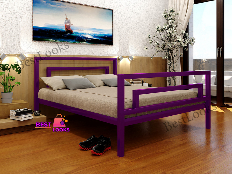 

Кровать металлическая полуторная 140х200 Метакам Брио-2 Фиолетовый