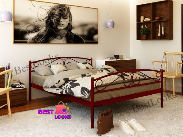 

Кровать металлическая полуторная 120х190 Метакам Верона-2 Красный лак