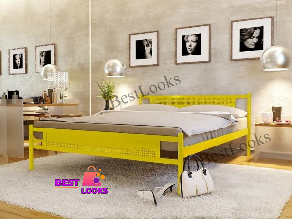 

Кровать металлическая двуспальная 180х190 Метакам Флай New-2 Желтый