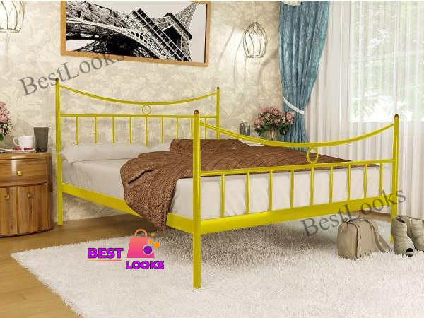 

Кровать металлическая полуторная 120х200 Метакам Париж-2 Желтый