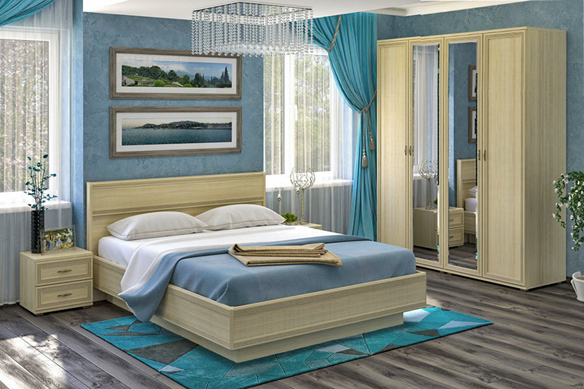 

Спальня комплект Лером Карина из МДФ 160*200 см Ясень Асахи (ler-1001)