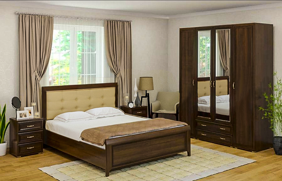 

Спальня комплект Лером Карина из МДФ 160*200 см Акация Молдау (ler-1029)