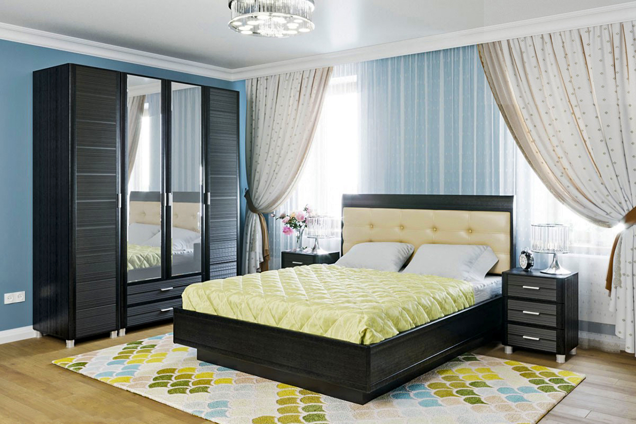 

Спальня комплект Лером Камелия из МДФ 180*200 см Дуб Венге (ler-1105)