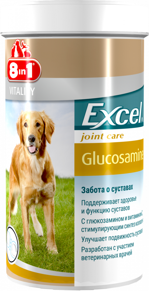 

Витамины 8 in 1 Excel Glucosamine для собак с глюкозамином, 110 шт