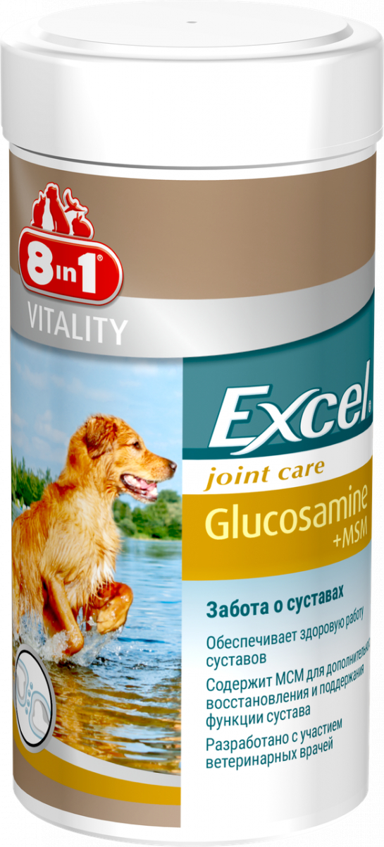 

Витамины 8 in 1 Excel Glucosamine+MSM для собак с глюкозамином и МСМ, 55 шт