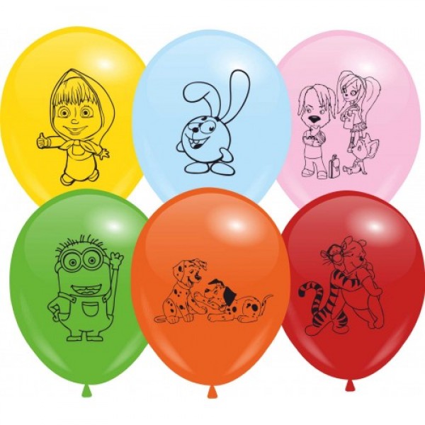 

Воздушные шары Мишка Мультяшки c рисунком 12"/30 см ассорти DREAM BALLOONS (Таиланд) 100 шт