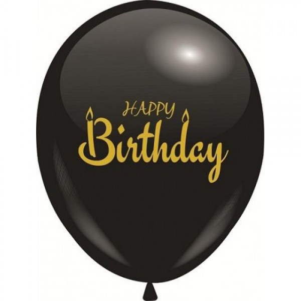 

Воздушные шары Happy Birthday (золотая краска) с рисунком 12"/30 см черный DREAM BALLOONS (Таиланд) 50 шт