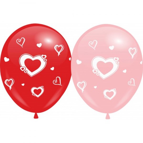 

Воздушные шары Сердца 4 стороны c рисунком 12"/30 см ассорти DREAM BALLOONS (Таиланд) 50 шт