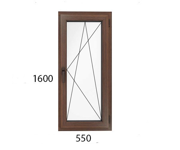 

Окно металлопластиковое WDS 6S , одностворчатое поворотно-откидное (фурнитура proPilot) 550х1600мм в ламинации в массе "Золотой дуб"