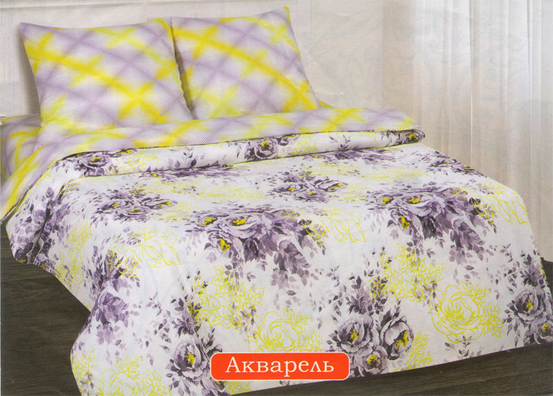 

Комплект постельного белья Komfort-tekstil Акварель, поплин (Евро)