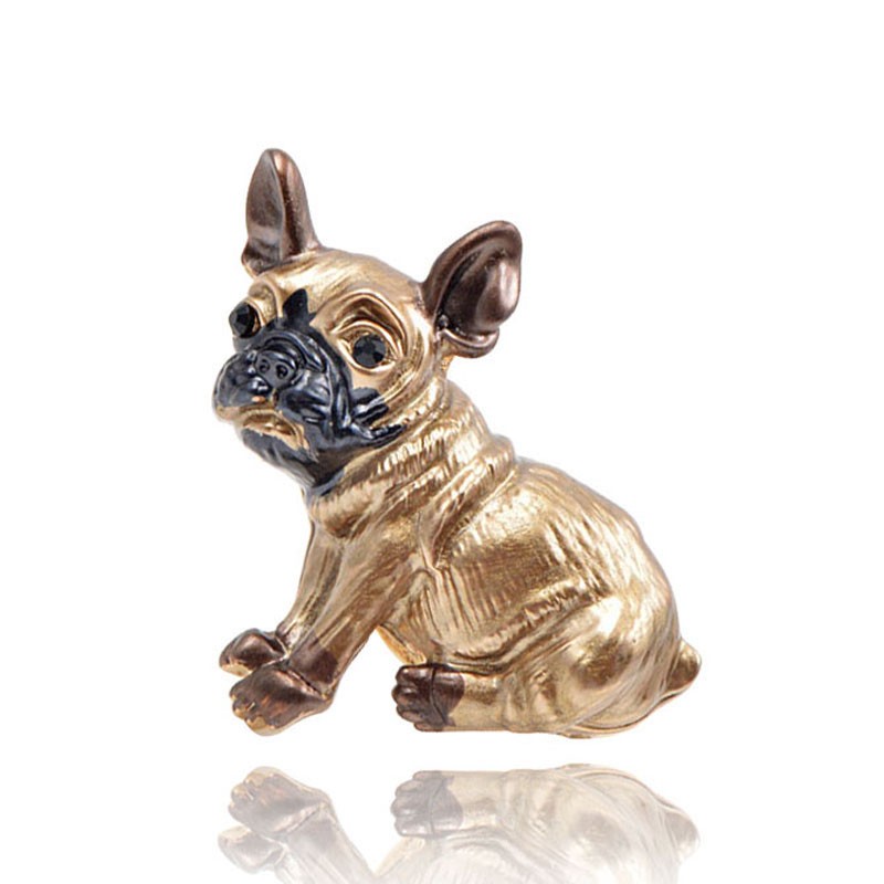 

Брошь женская BROCHE бижутерия Животные Собаки Мопс коричневая BRBF110335