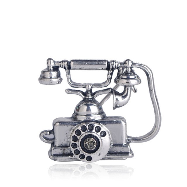 

Брошь унисекс BROCHE бижутерия Винтаж Телефон BRSF110696 серебристая