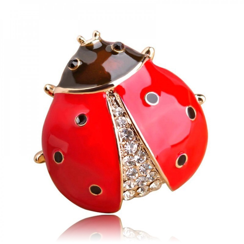 

Брошь женская BROCHE бижутерия с эмалью Насекомые Божья коровка красная BRSF110838