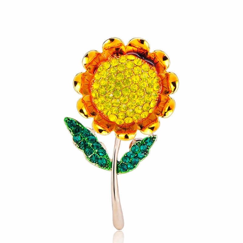 

Брошь женская BROCHE бижутерия с кристаллами Цветы Подсолнух жёлтая BRBF110780