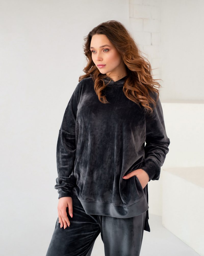 

Велюровый костюм цвета графит  (КВ-118-037-000 - 44742, Велюровый костюм цвета графит XL (КВ-118-037-000 - 44742)