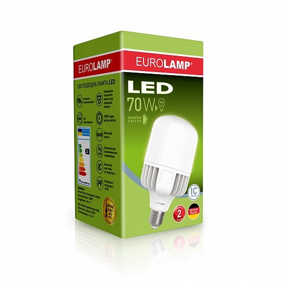 

Высокомощная светодиодная лампа EUROLAMP 70W E40 6500K 220V (LED-HP-70406)