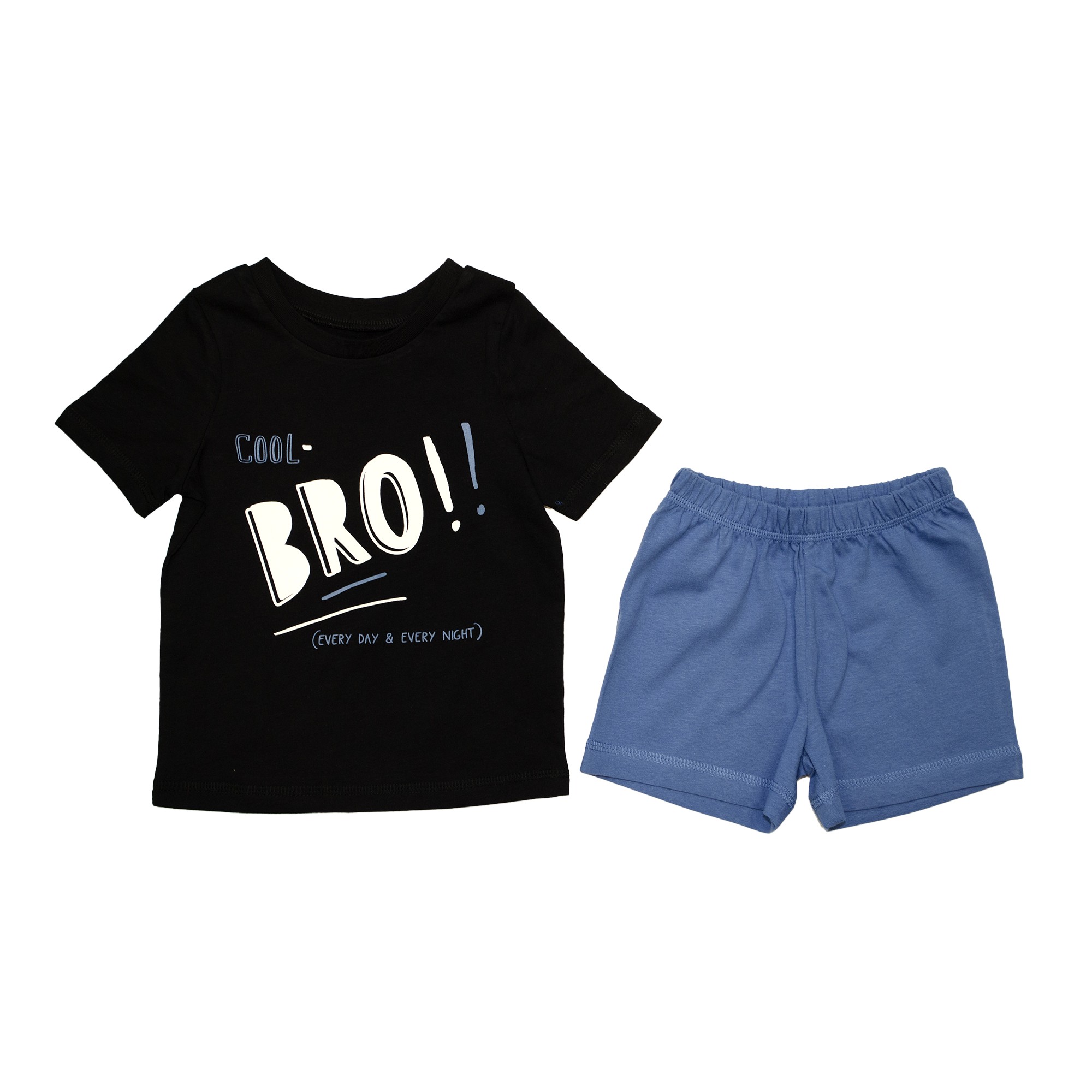 

Пижама для мальчика (1 шт) George чёрного цвета с надписью футболка и синие короткие шорты 1-1.5 года (80-86 см) 1968