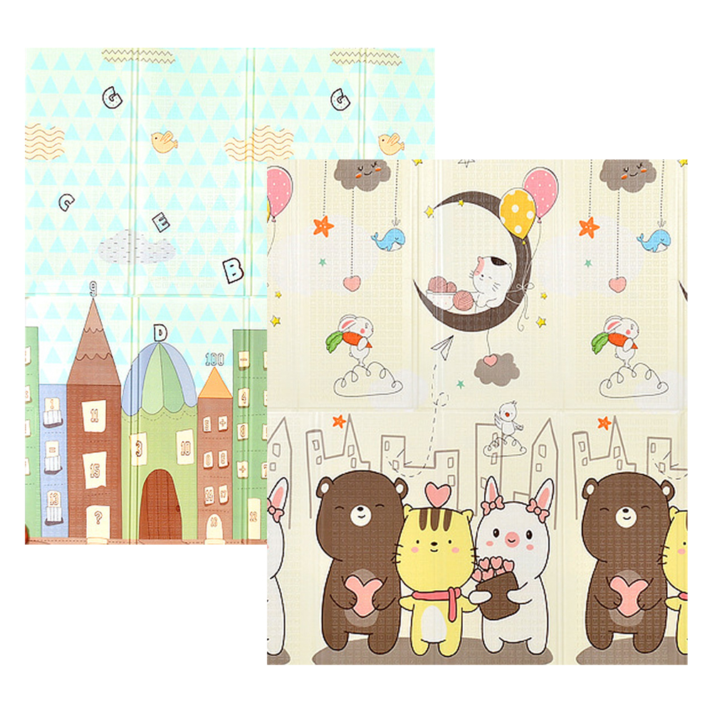 

Детский двусторонний развивающий термоковрик POPPET "Спящие малыши и Волшебный город", 150x180x1 см, PP011-150