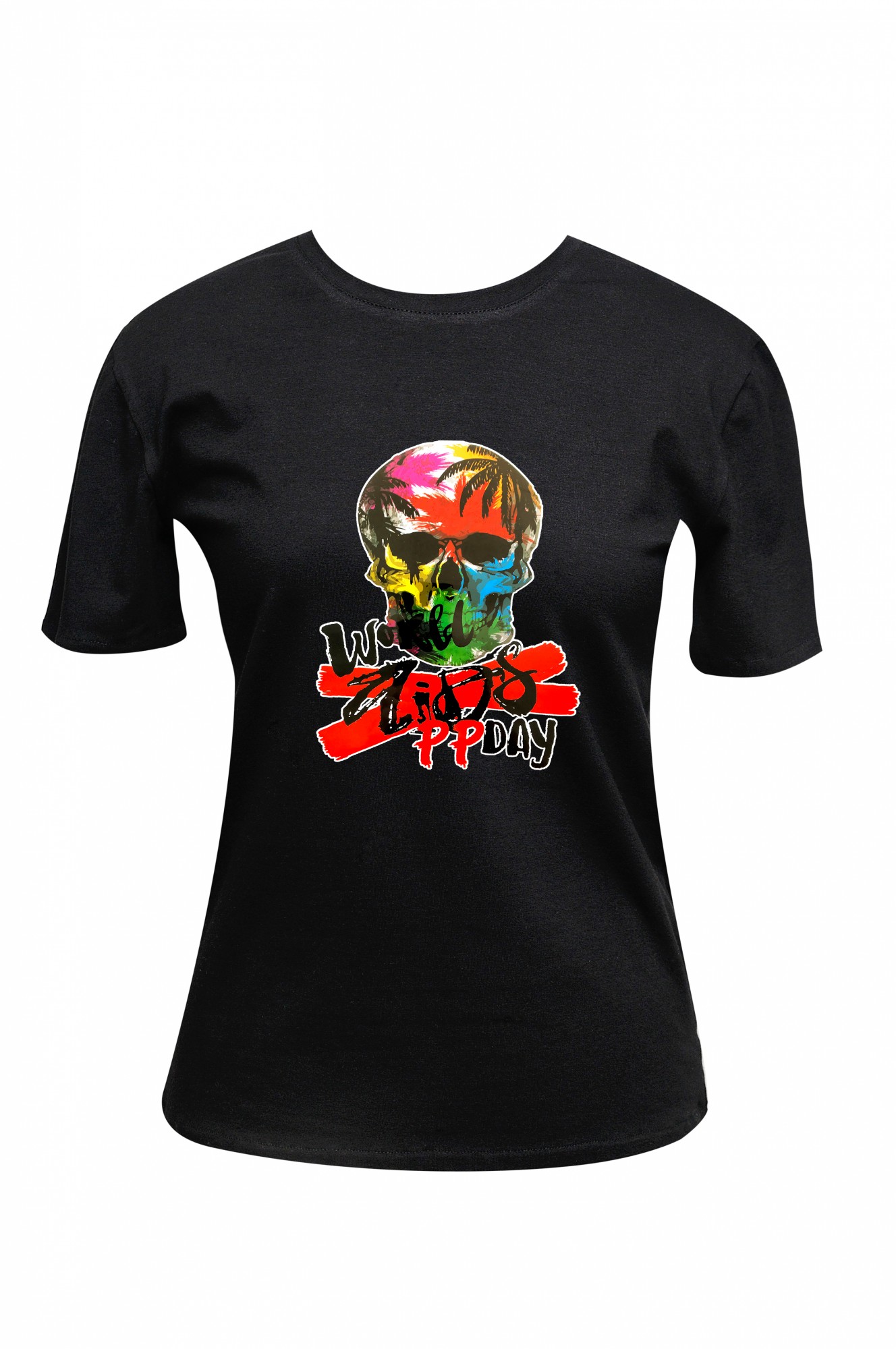 

Футболка женская черная DNA с принтом "Череп"