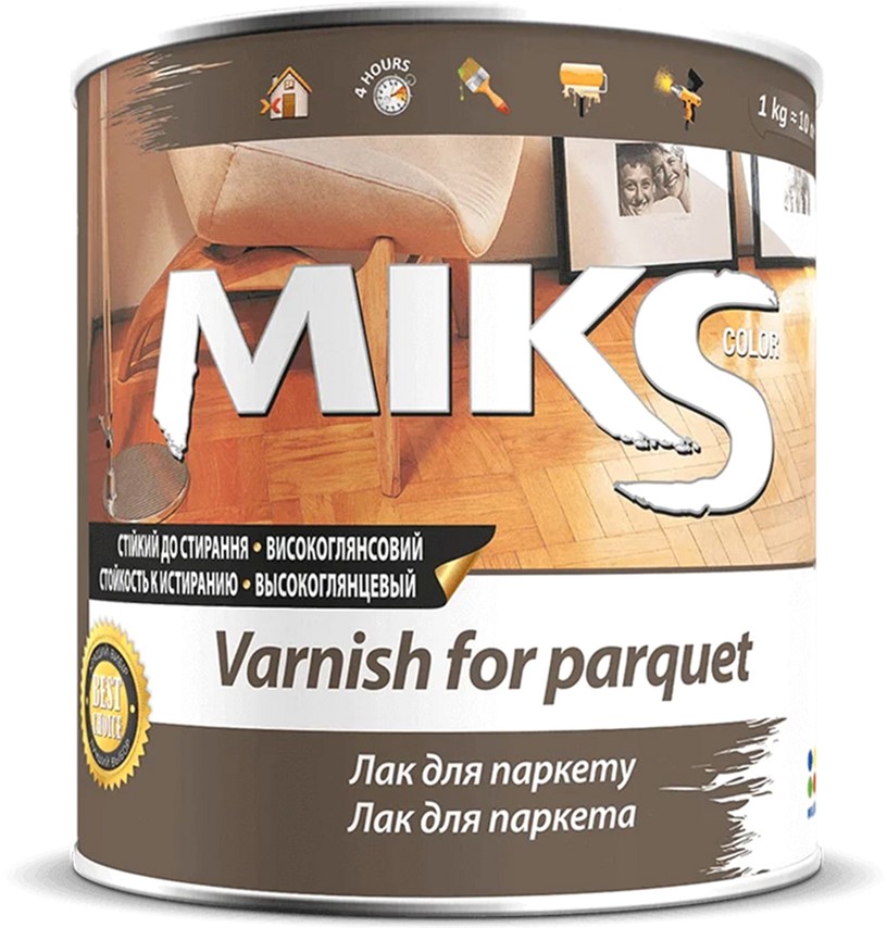 

Лак уретановый Miks паркетный шелковисто матовый 2.3 кг (703805)