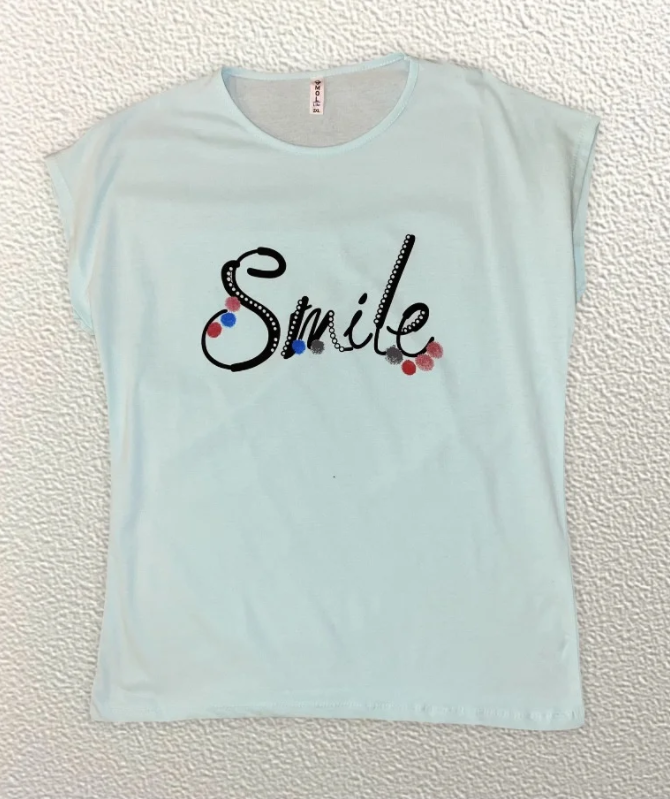 

Жіноча Футболка HAZARD Smile кольорові точки мята Батал 211543 (3XL (54))
