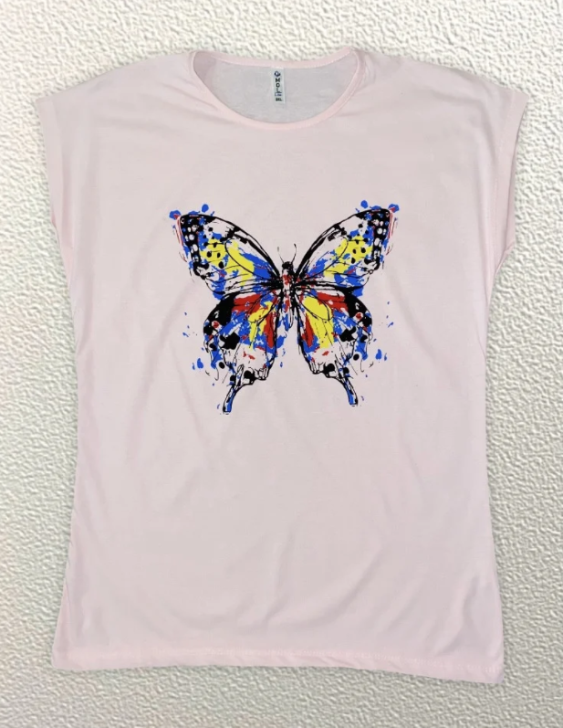 

Жіноча Футболка HAZARD Метелик фарби на крилах персик Батал 211494 (3XL (54))