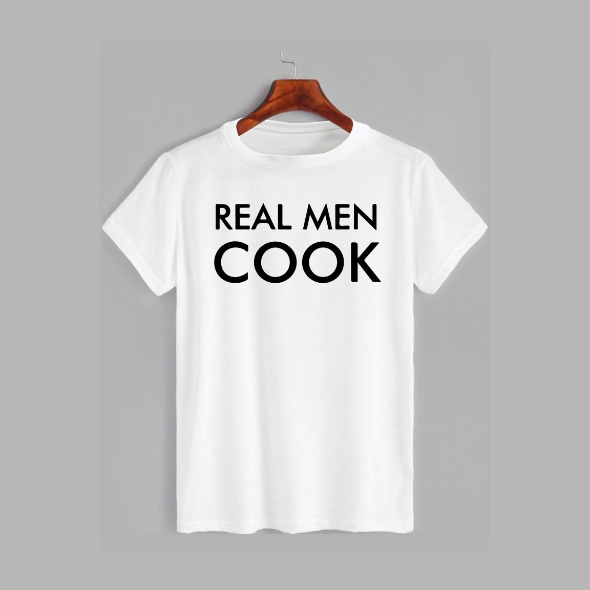 Акція на Футболка Likey Real men cook M150-0510 XS Біла від Rozetka