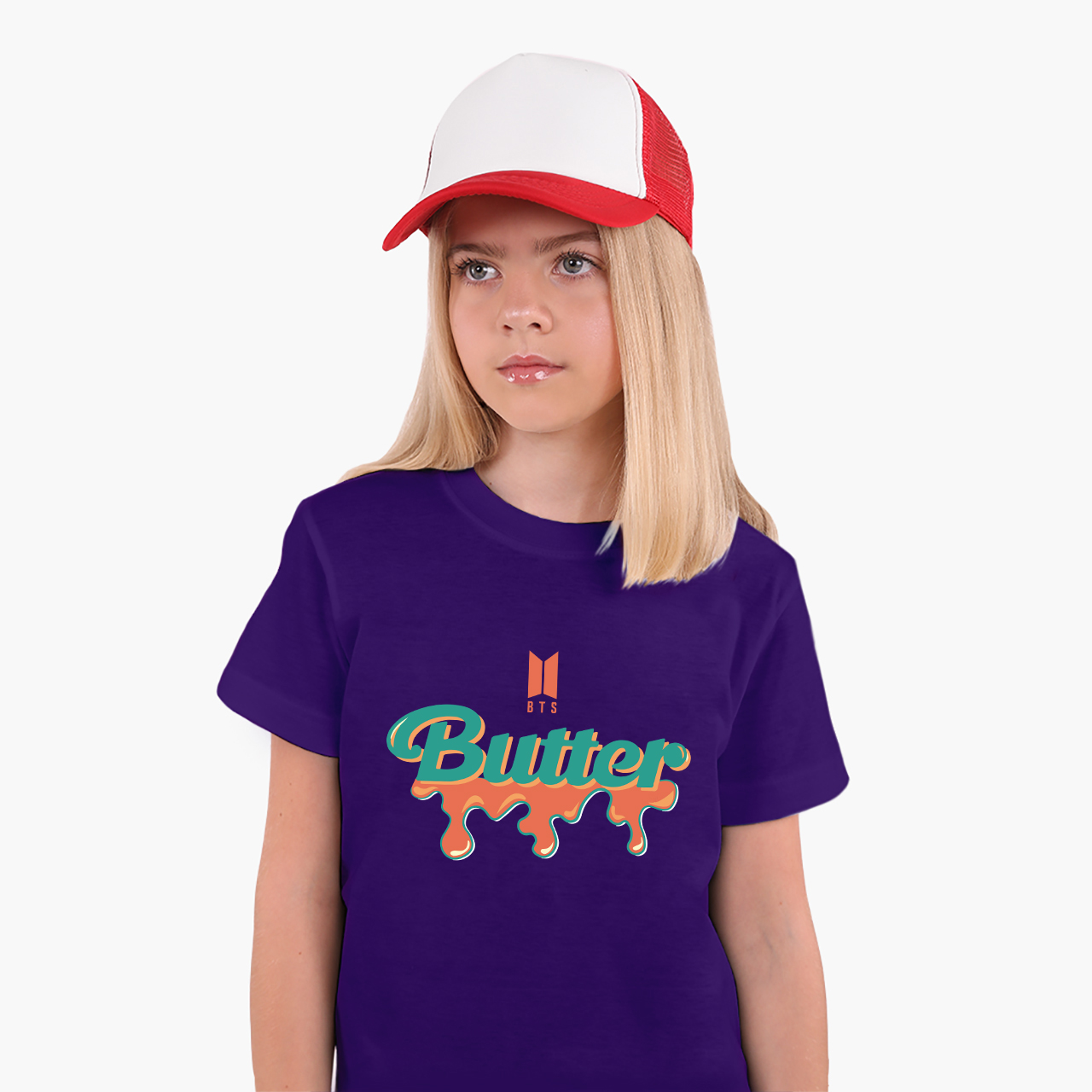 

Детская футболка для девочек БТС (Butter BTS) (25186-3267-23) 146-152 см Хлопок Фиолетовый