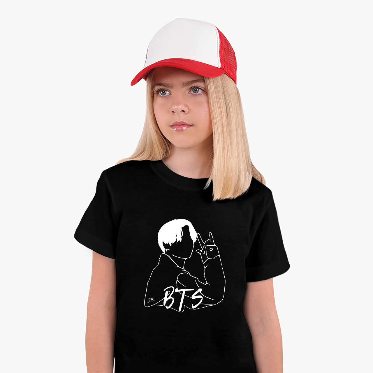 

Детская футболка для девочек Чон Джонгук БТС (Jungkook BTS) (25186-3277-12) 158-164 см Хлопок Черный