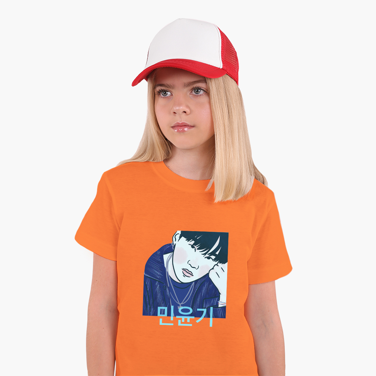 

Детская футболка для девочек Мин Юнги БТС (Min Yoongi BTS) (25186-3260-54) 158-164 см Хлопок Оранжевый