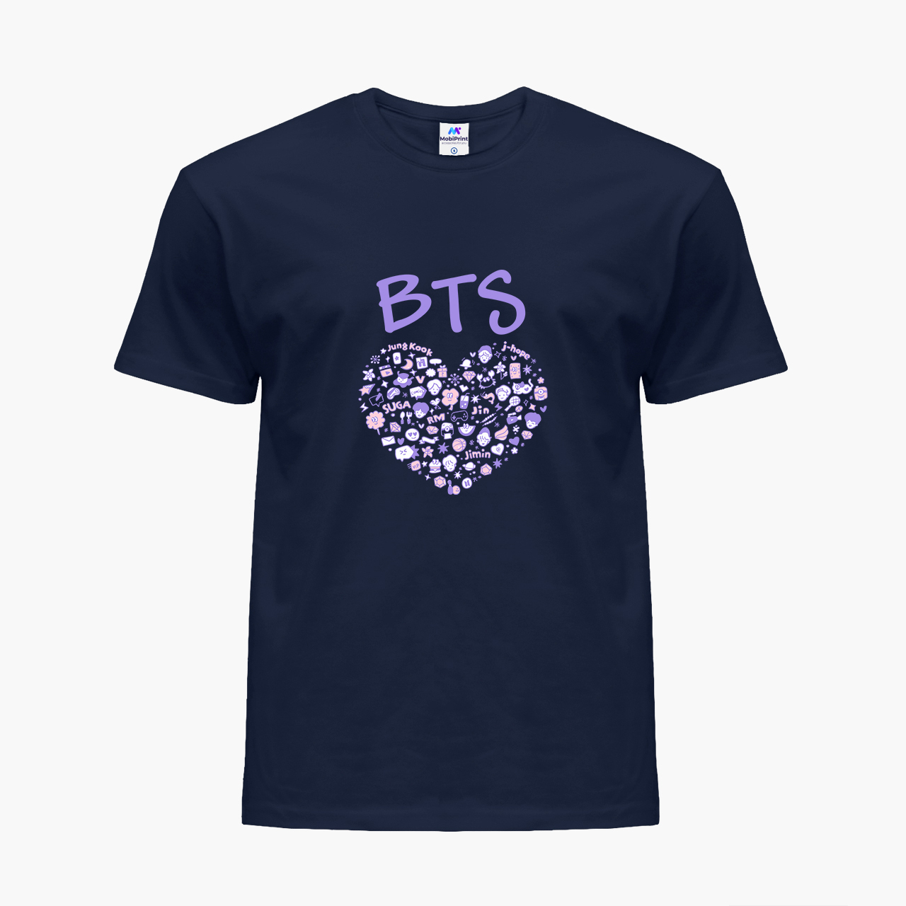 

Детская футболка для девочек БТС (BTS) (25186-3268-80) 122-128 см Хлопок Темно-синий